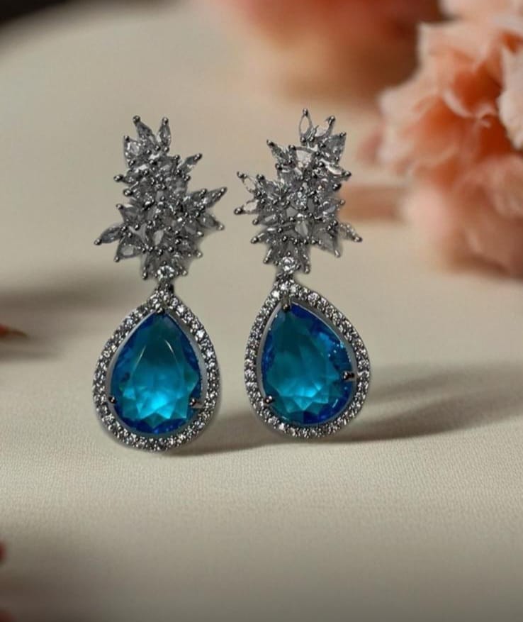 Blue doublet drop earrings. - Image 2