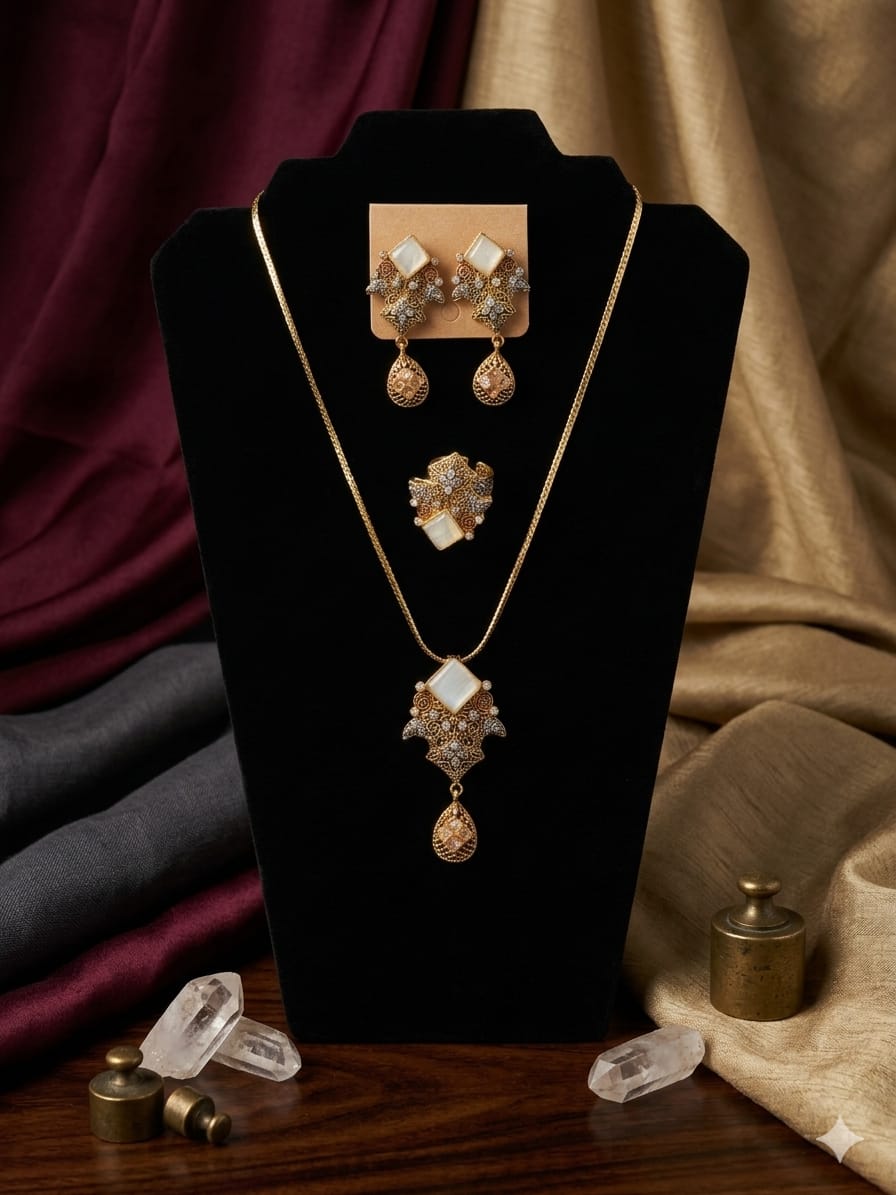 Cream Drop Pendant Set. - Image 2