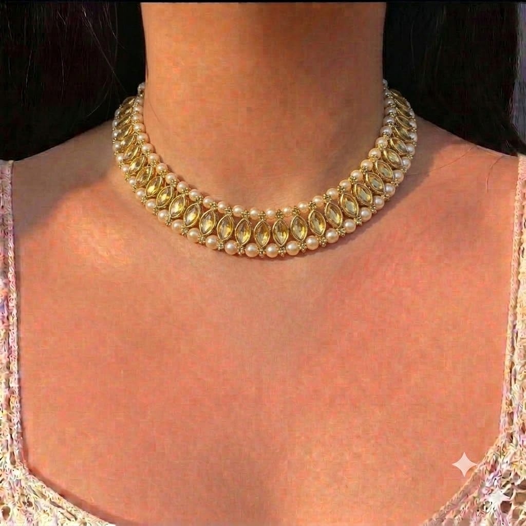 Gold and Pearl Choker Set