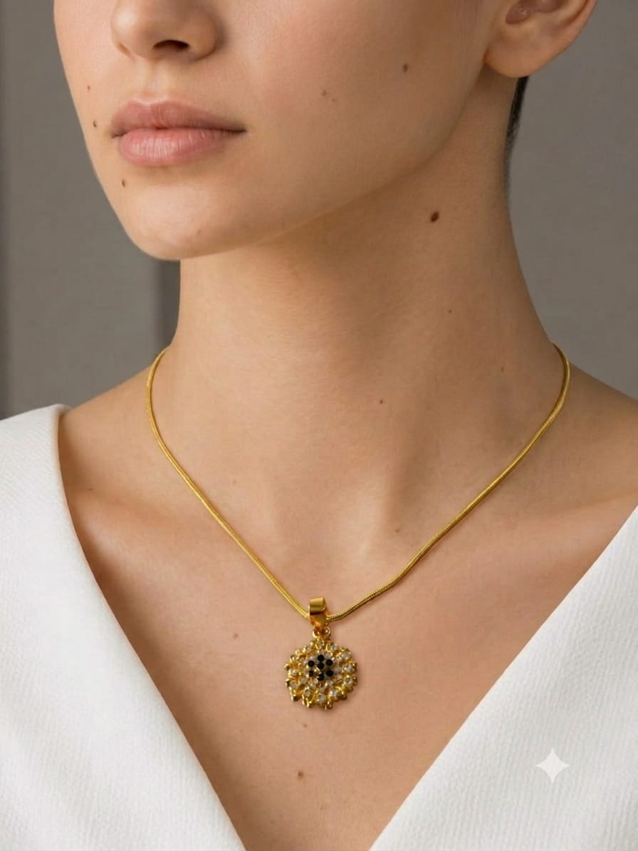 Gold Sunflower Pendant Set.