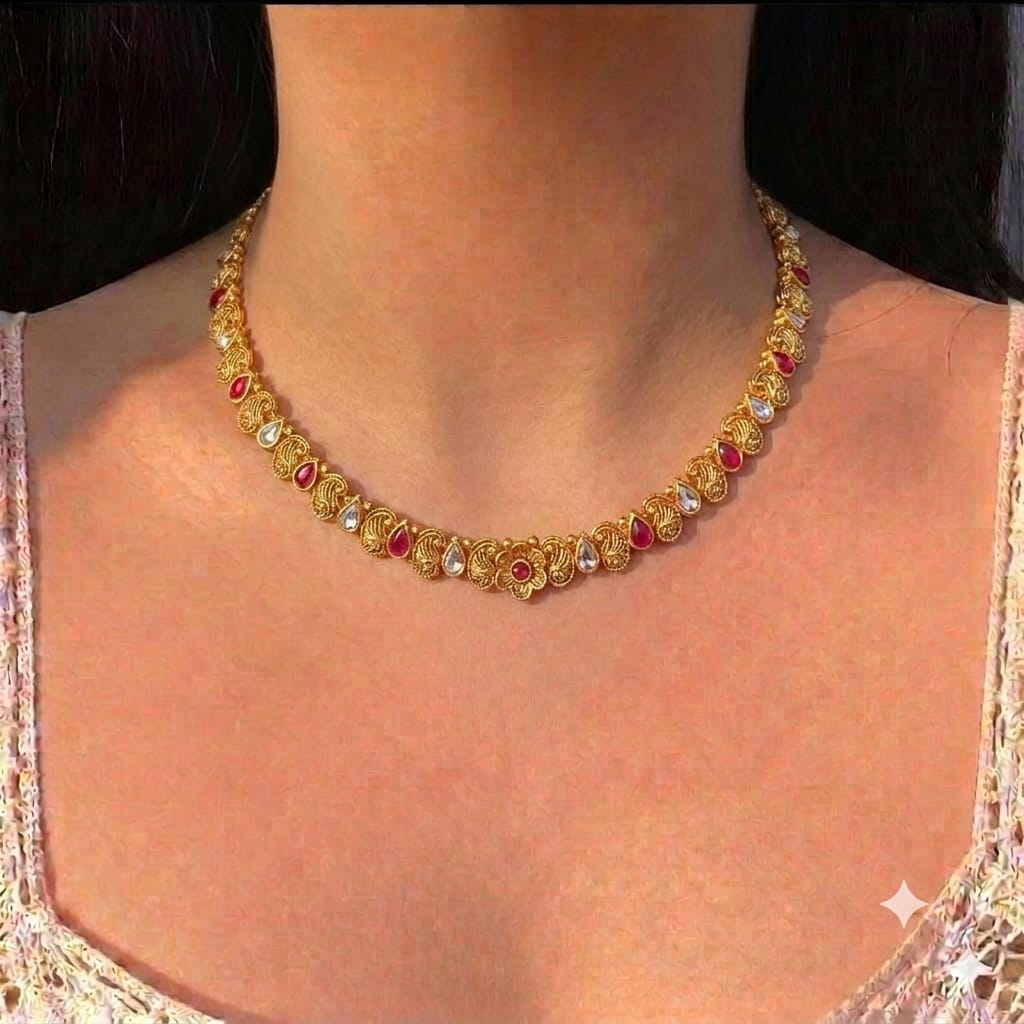 Gold Floral Maang Tikka Set