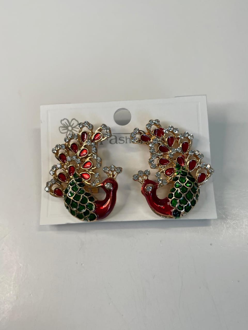 Peacock Motif Earrings - Image 2