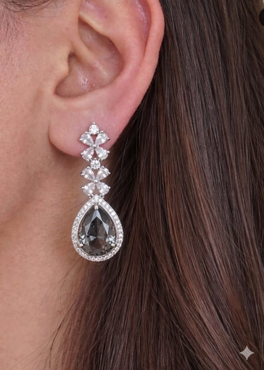 Charcoal Grey and red Earrings