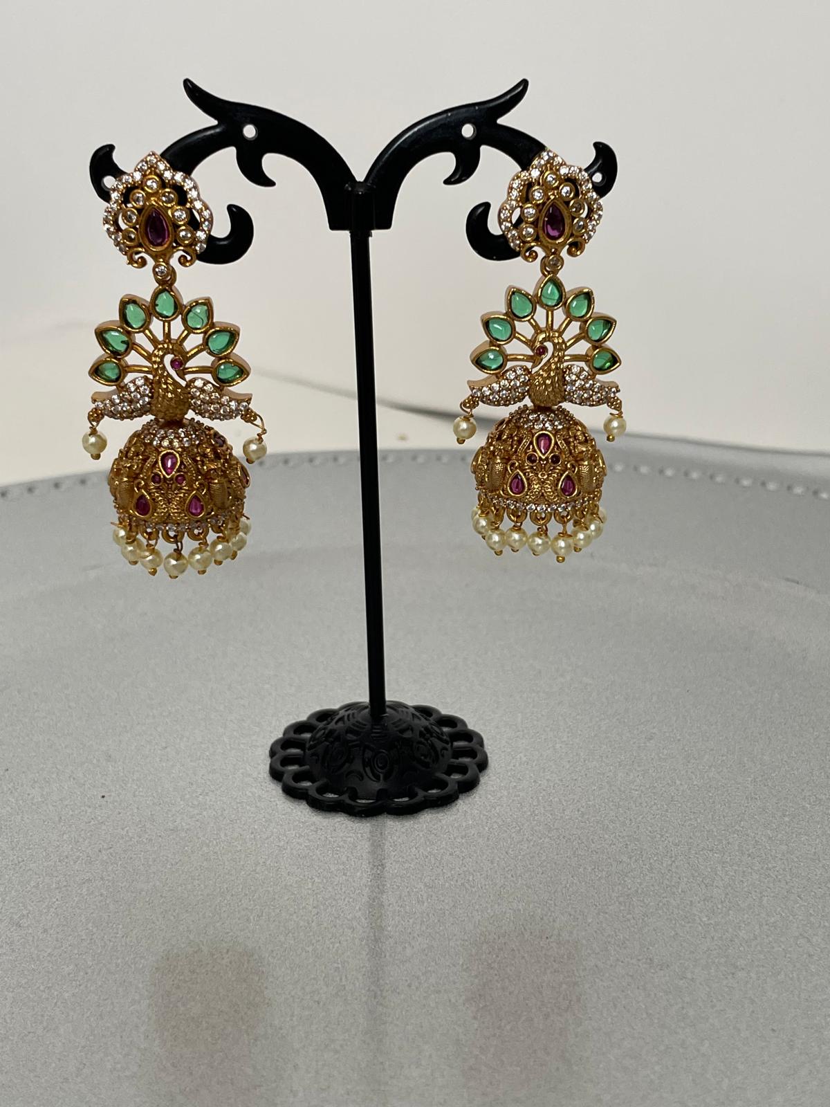 South Indian Motif Jhumkas. - Image 2
