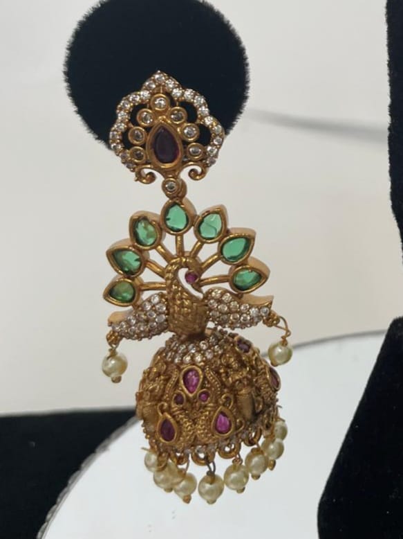 South Indian Motif Jhumkas. - Image 3