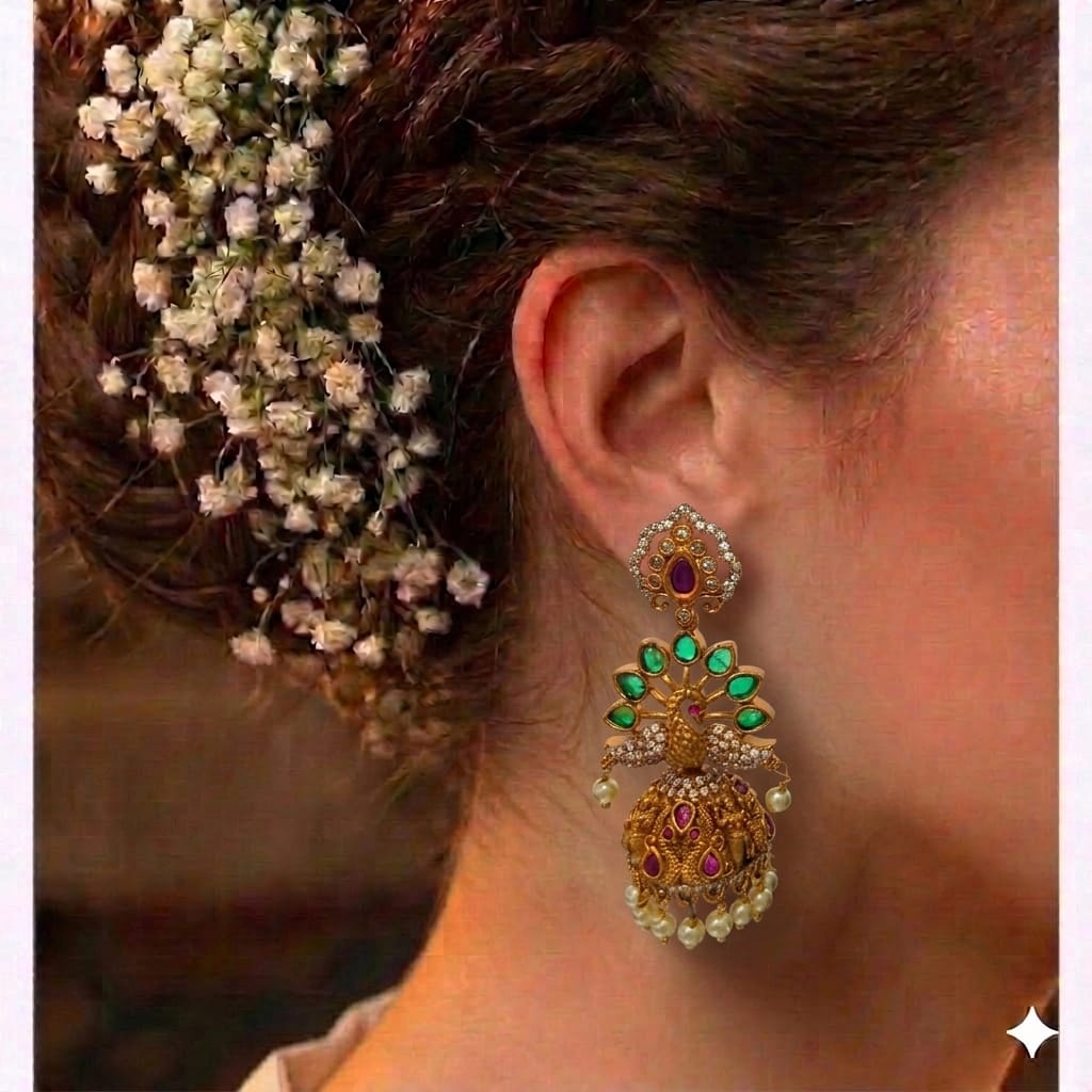 South Indian Motif Jhumkas.