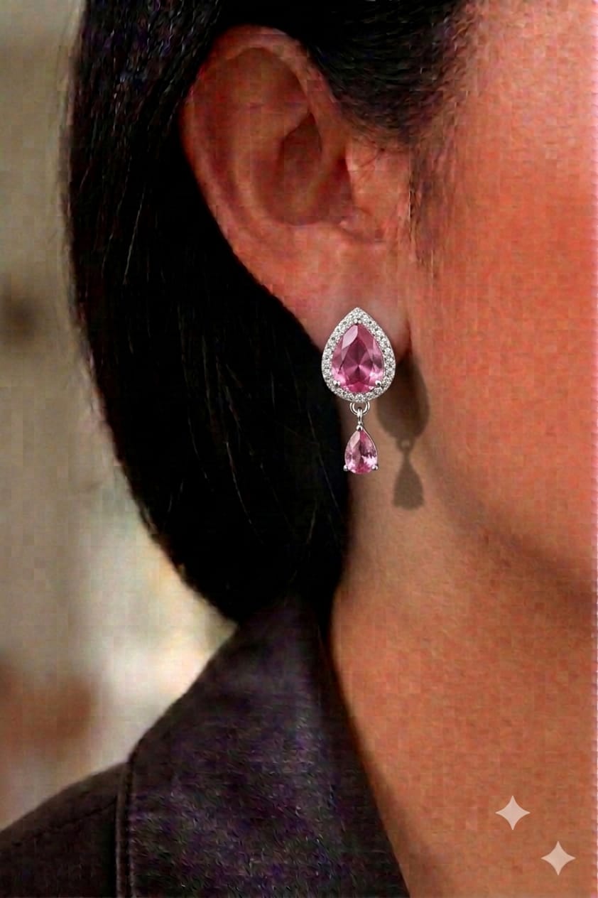 Pink teardrop earrings
