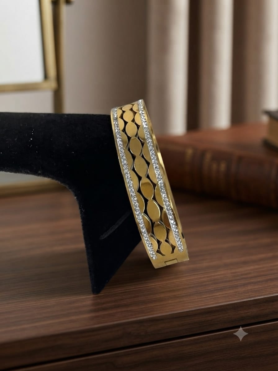 Gold-tone wide cuff bracelet#43 - Image 2