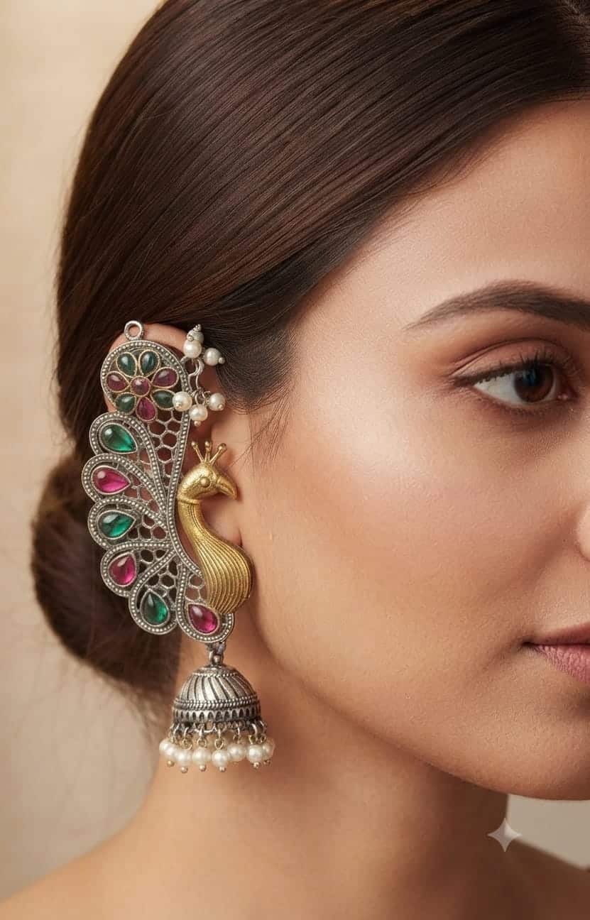 Indian original german silver earcuff#01