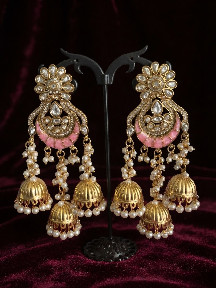 Triple-jhumka earrings#02 - Image 3