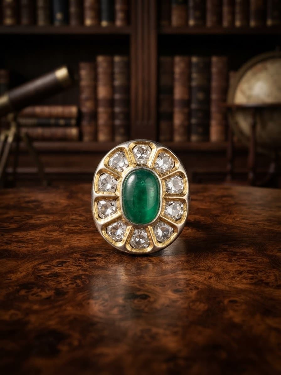 Tudor Oval Emerald Halo Ring#30