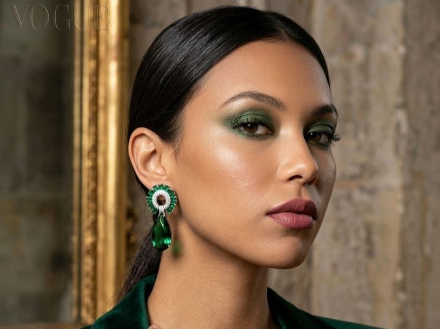 Emerald doublet Statement Earrings