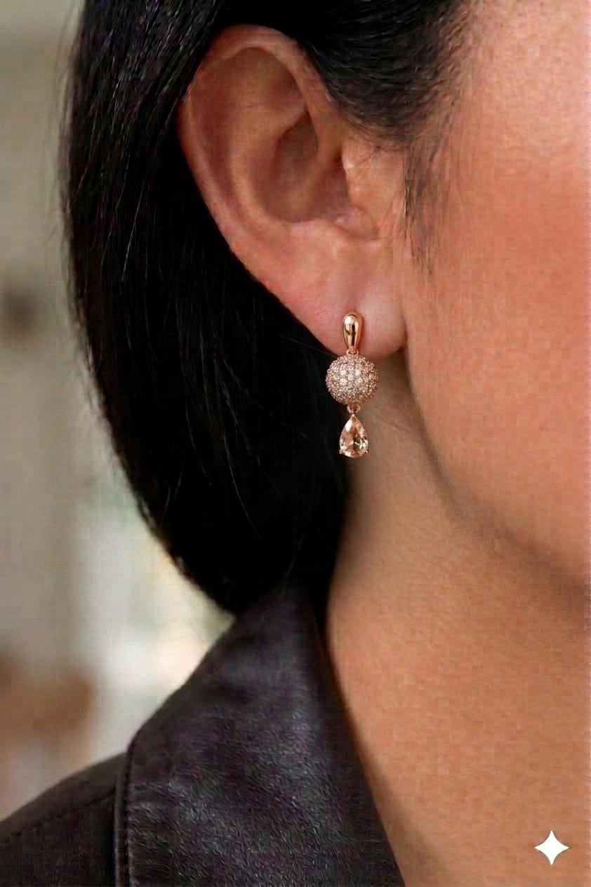 CZ drop earrings.