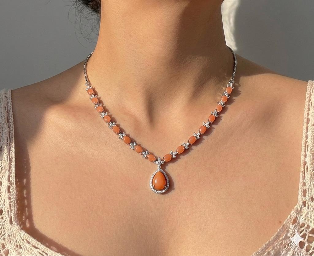 Peach necklace set