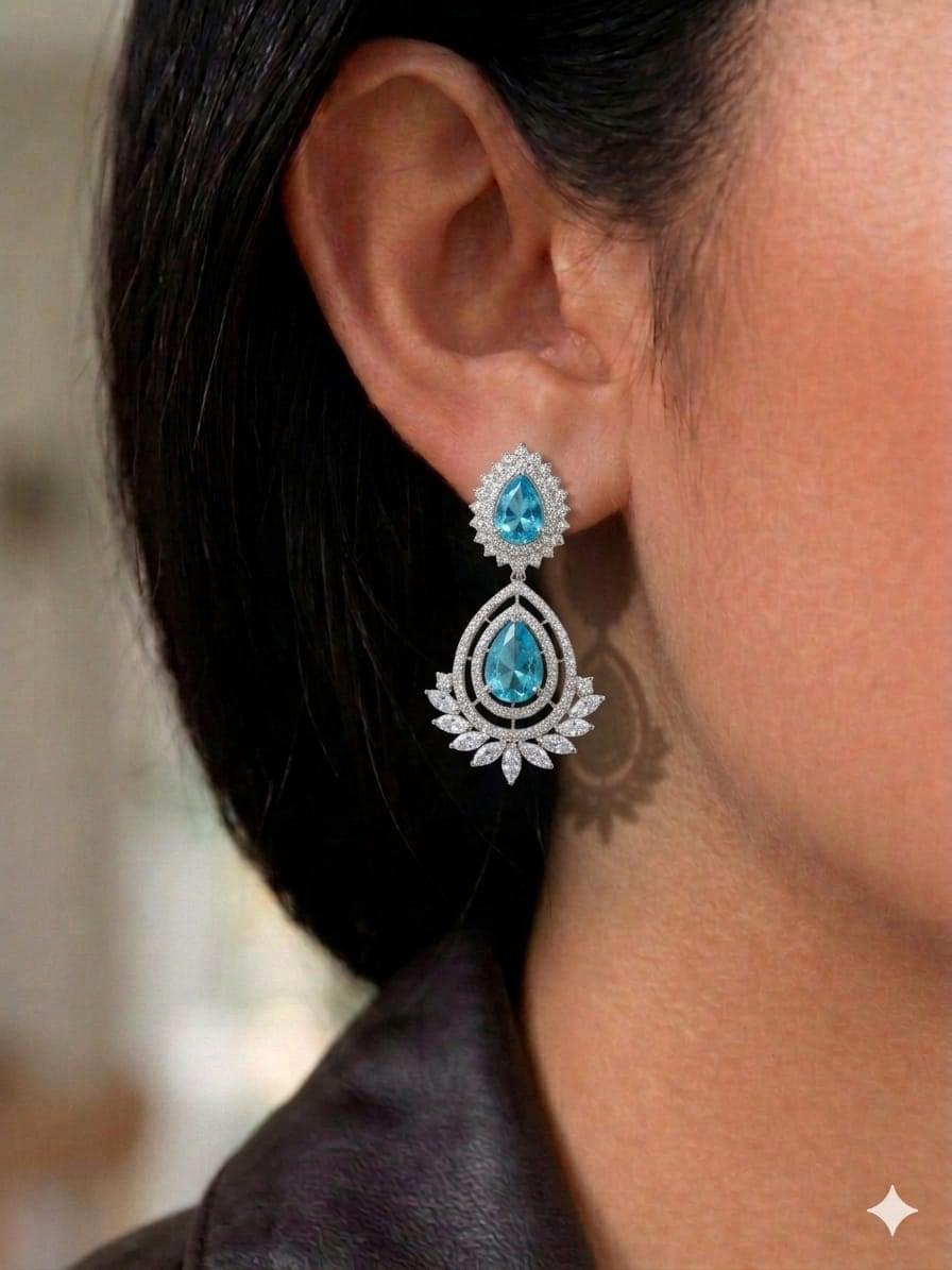 Teardrop Azure Drop Earrings - Image 2