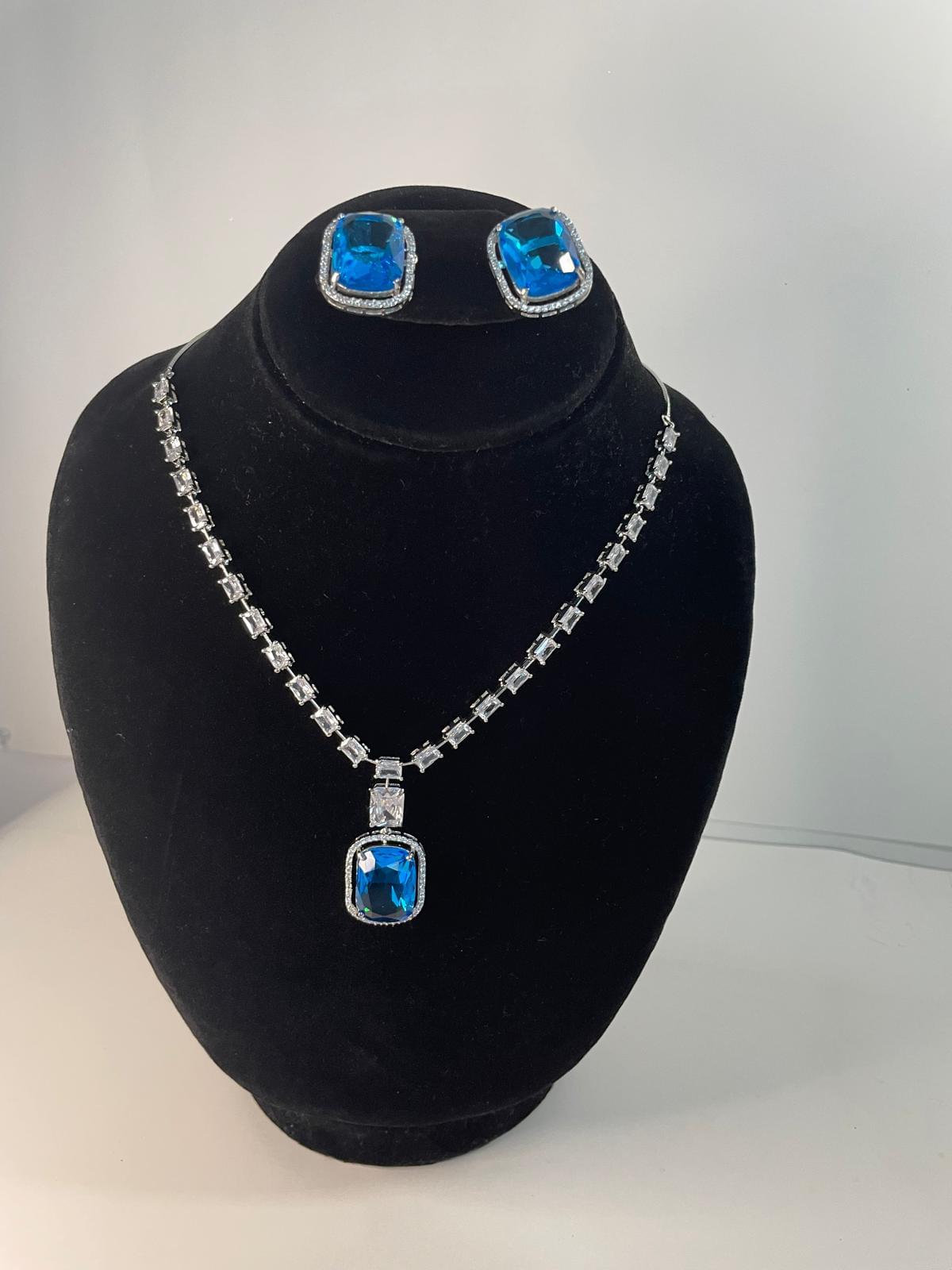 Aqua Blue doublet necklace  Set - Image 2