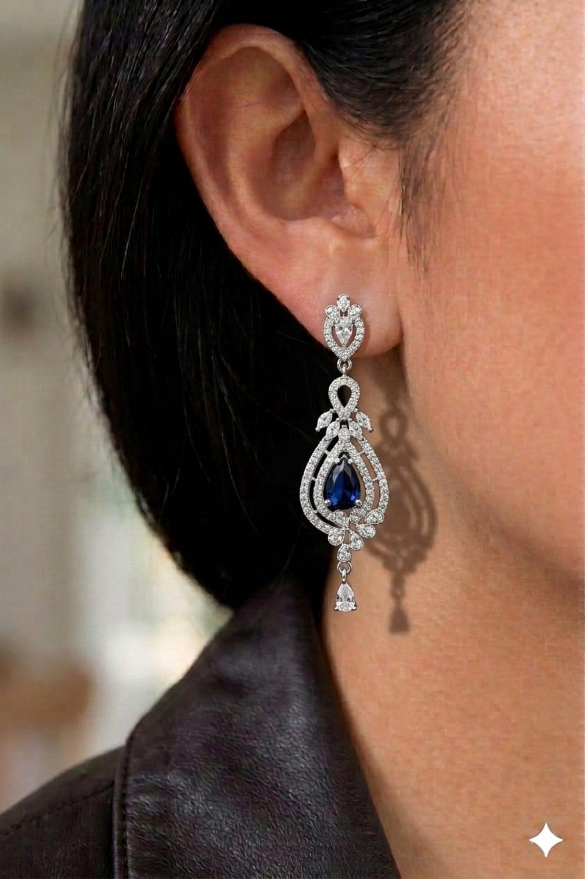 Royal blue doublet earrings.