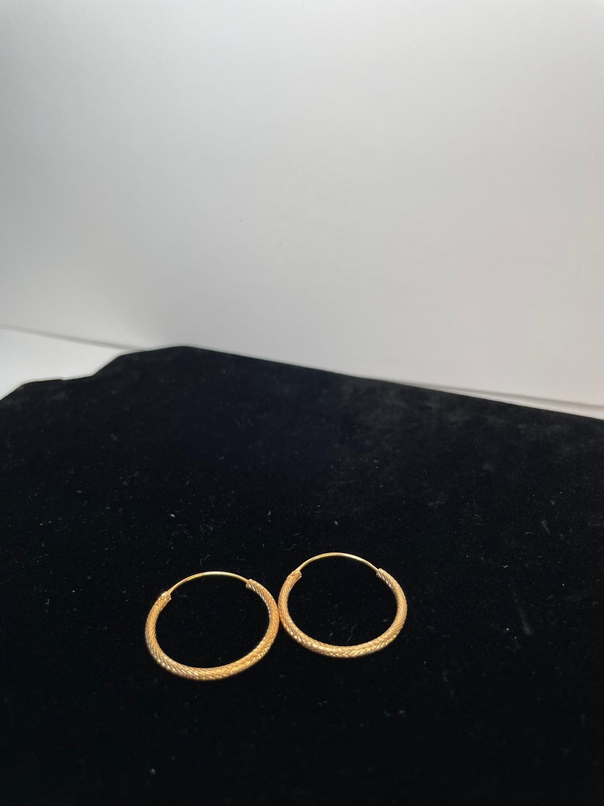 Minimalist Textured Gold Hoops - Image 2