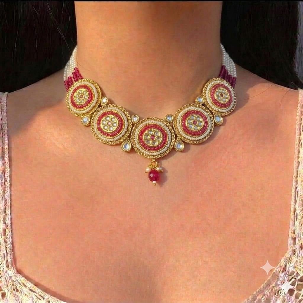 Red and Pearl Circular Set