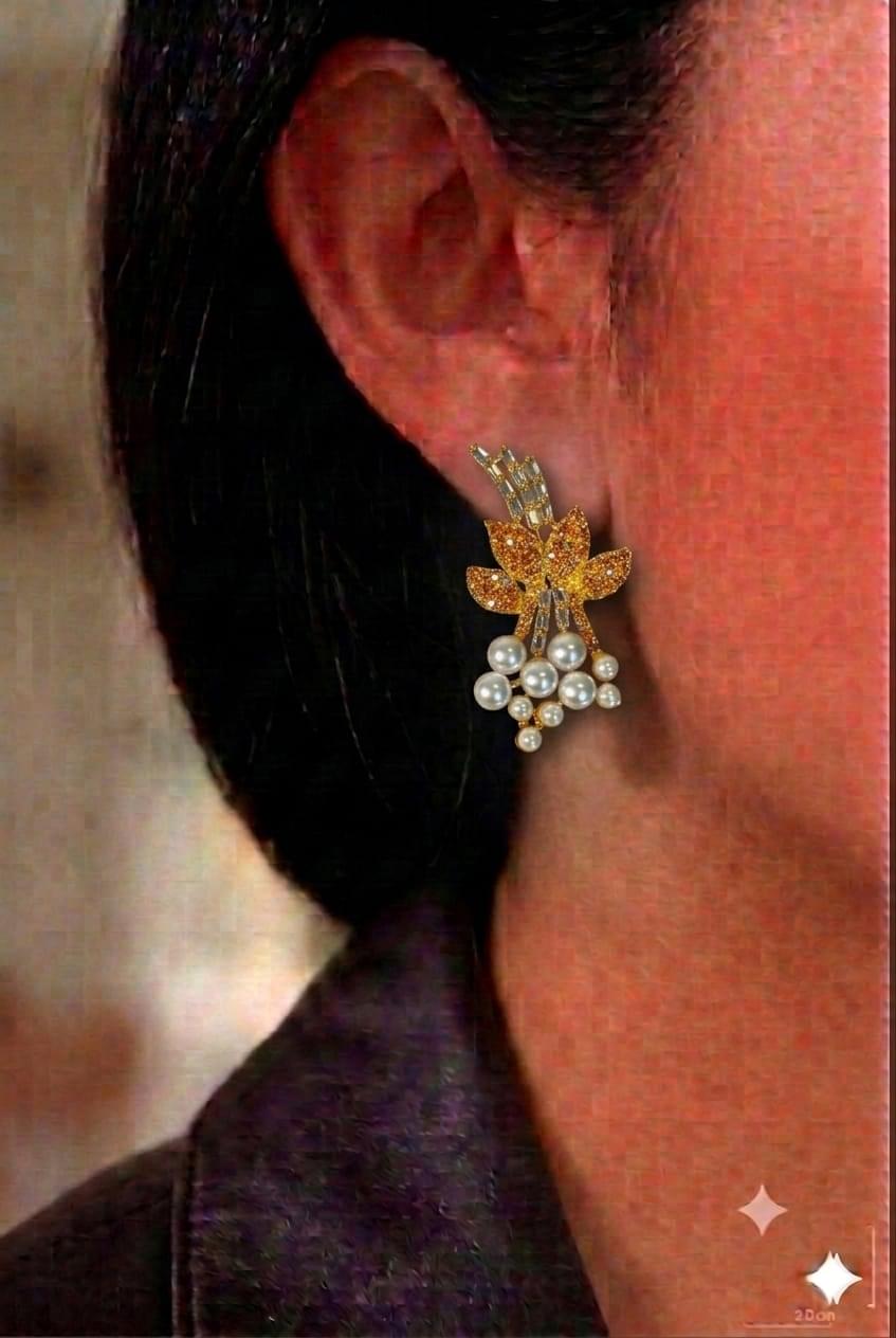 Floral Pearl Cluster Earrings