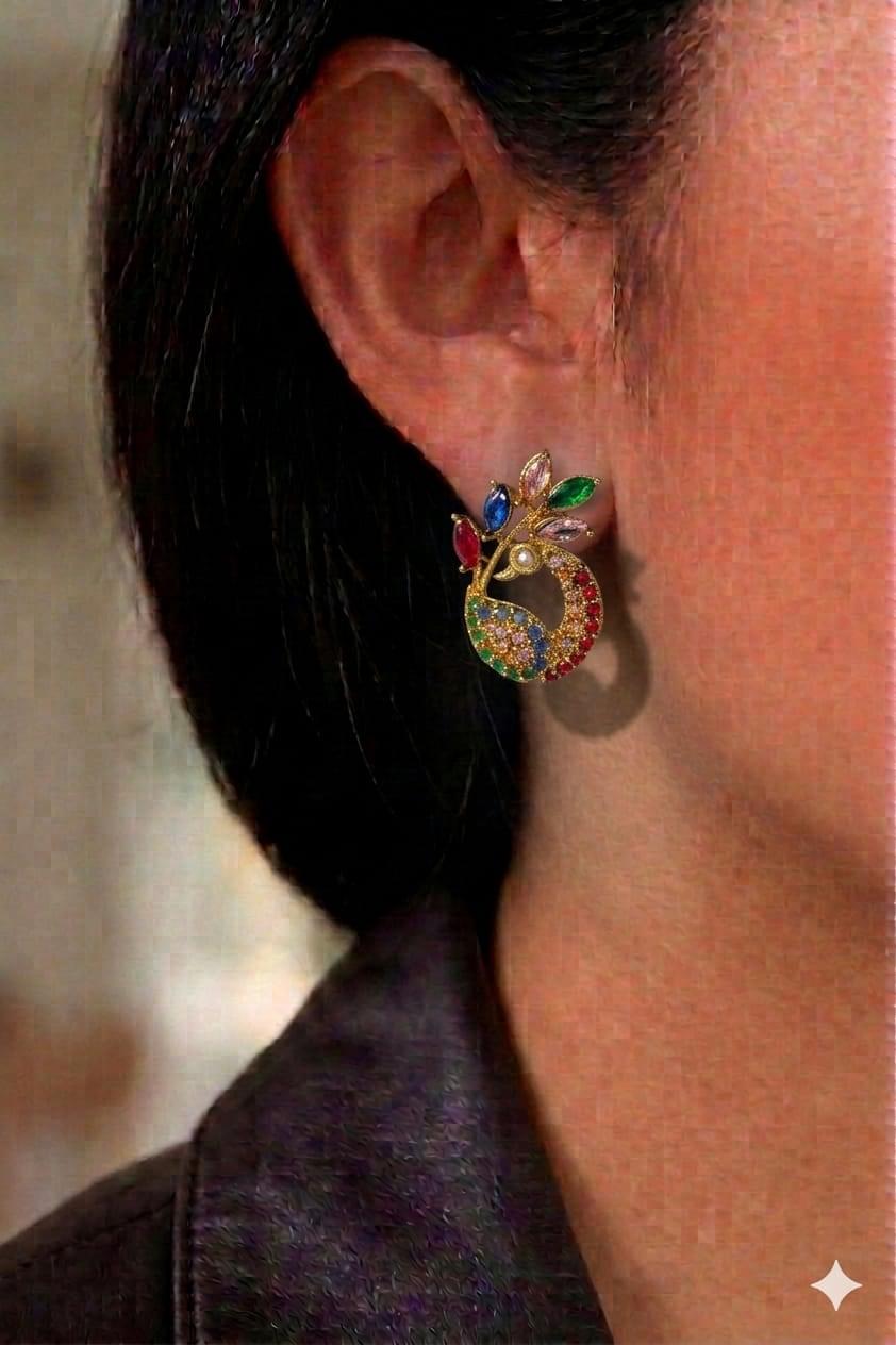 Multicolor peacock-style stud