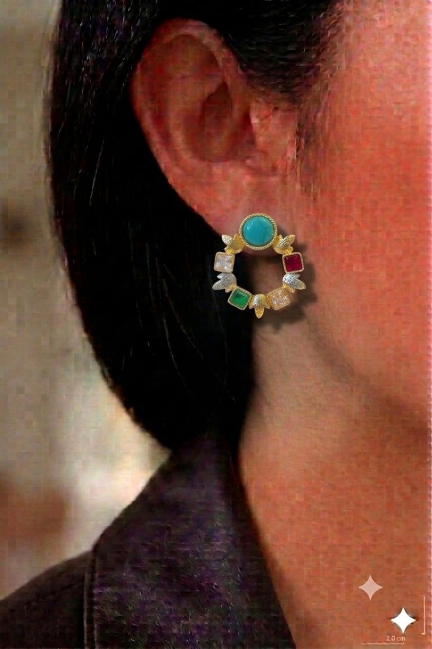 Multicolor hoop-style earrings.