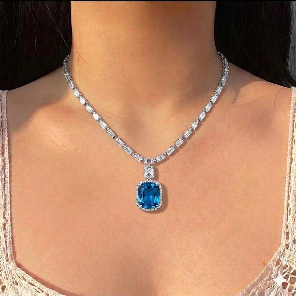 Aqua Blue doublet necklace  Set