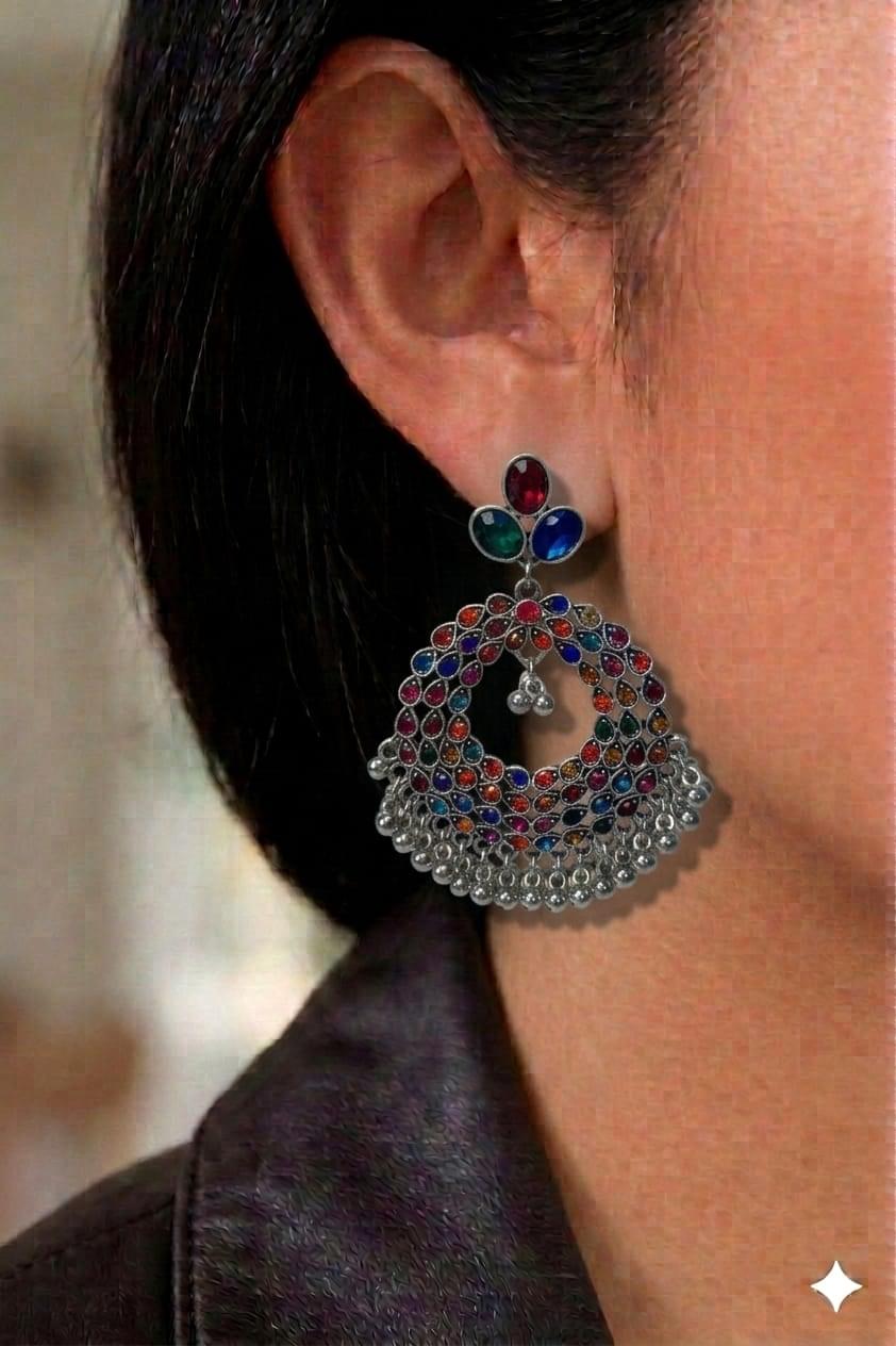 Silver_tone chandbali